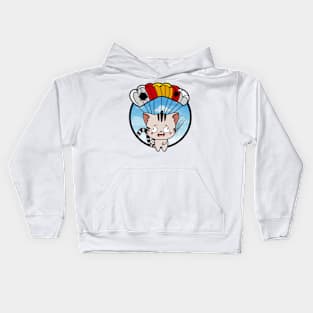 Silly tabby cat has a broken parachute Kids Hoodie